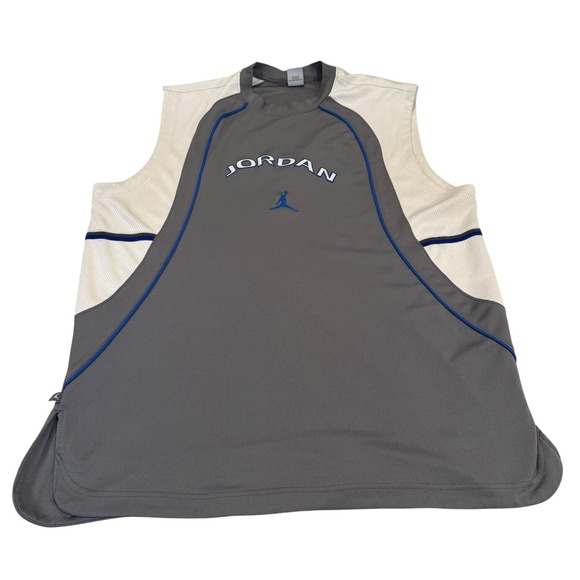 Jordan Brand Other - Jordan Brand Mens 3XL Grey White Blue Sleeveless Basketball Jersey Shirt 23 Y2K